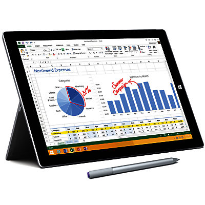 Microsoft Surface Pro 3, Intel Core i3, 4GB RAM, Windows 8.1 Pro, 12 , 64GB, Wi-Fi, Silver Microsoft Surface Pro 3, Intel Core i3, 4GB RAM, Windows 8.1 Pro, 12 , 64GB, Wi-Fi, Silver